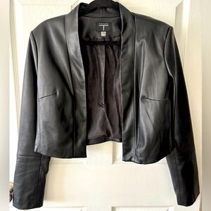 Tahari Cropped Faux Leather Jacket